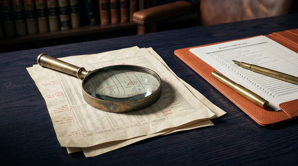 Lupa sobre documentos, concepto de verificar la licencia de un operador